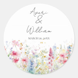 Adesivo Casamento de Boho Moderno com Aquarela de Flor de 