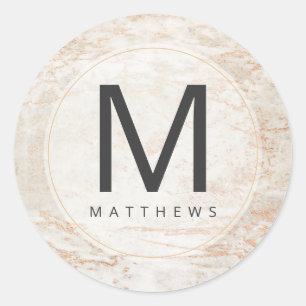 Adesivo Casamento de bolhas modernas em Beige e Monogramas