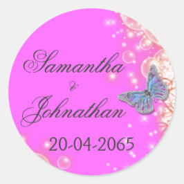 Adesivo Casamento de borboleta azul roxa rosa