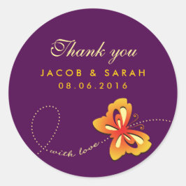 Adesivo Casamento De Borboleta Roxa Escura Obrigado Sticke