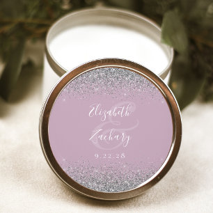Adesivo Casamento de Borda Glitter Lilac Silver Modern Dus