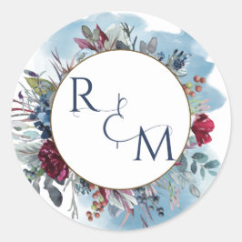 Adesivo Casamento de Borgonha Azul-Borgonha com Envelope M