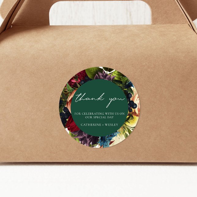 Adesivo Casamento de Borgonha Floral de Emerald Green (Criador carregado)