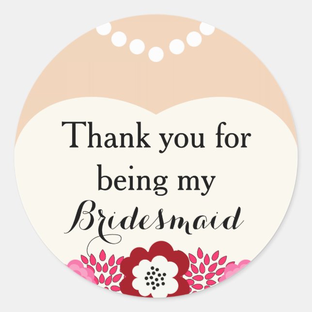 Adesivo Casamento De Branca De Bridesmaid Obrigado Sticker (Frente)