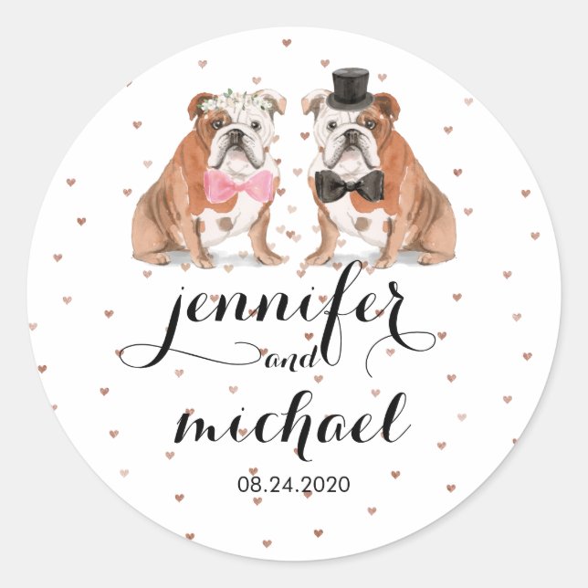 Adesivo casamento de Bulldog Inglês (Frente)
