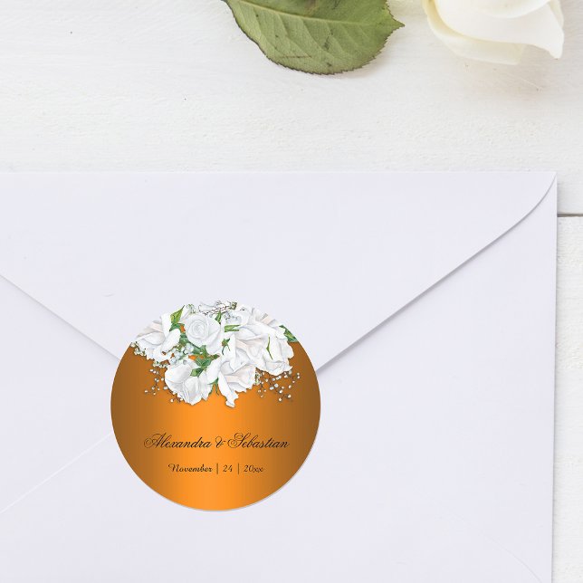 Adesivo Casamento de Buquê Brida e Laranja Brilhante (Criador carregado)