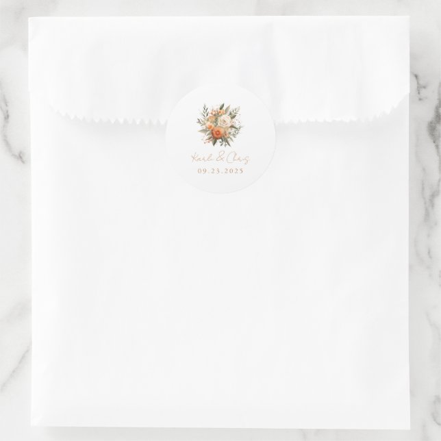Adesivo Casamento de Buquê Floral de outono Elegante (Bolsa)