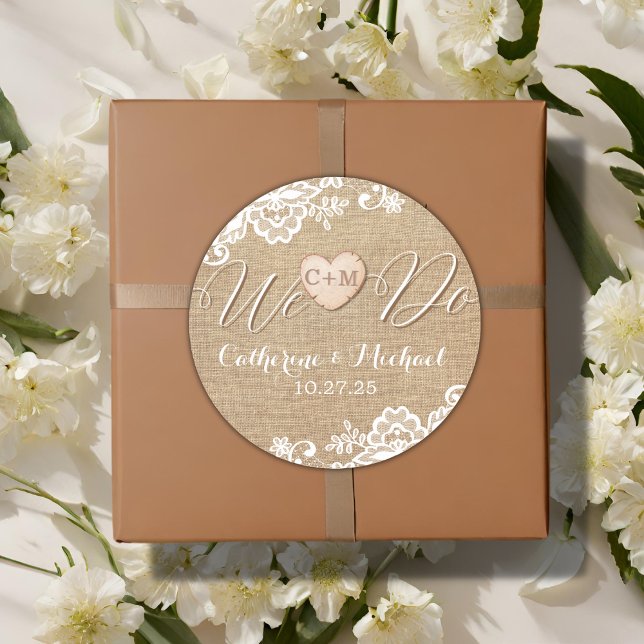 Adesivo Casamento De Burlap E Lace Rustic Country (Criador carregado)