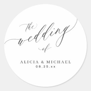 Adesivo Casamento de caligrafia elegante preto e branco