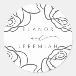 Adesivo Casamento de Caligrafia Floral Branca Elegante