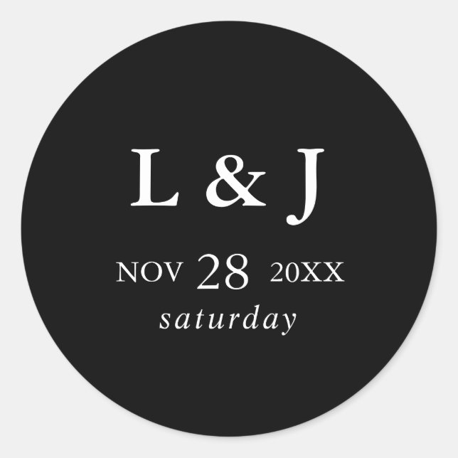 Adesivo Casamento de Caligrafia Moderna Negra Elegante (Frente)