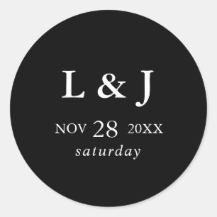 Adesivo Casamento de Caligrafia Moderna Negra Elegante