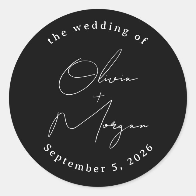 Adesivo Casamento de Caligrafia Simples e Preta com Script (Frente)