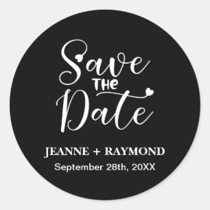 Adesivo Casamento de Caligrafia Simples Preta Salva a Data