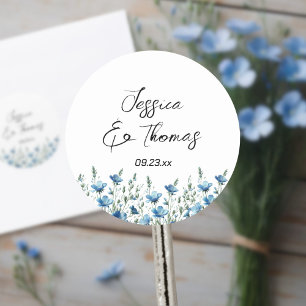 Adesivo Casamento de Casais de flores selvagens Dusty Blue