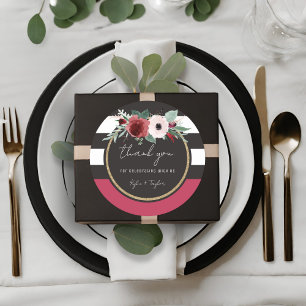 Adesivo Casamento de Casais de Stripe Negra Floral Magenta