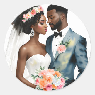 Adesivo Casamento de Casal Bridal Afro-Americano