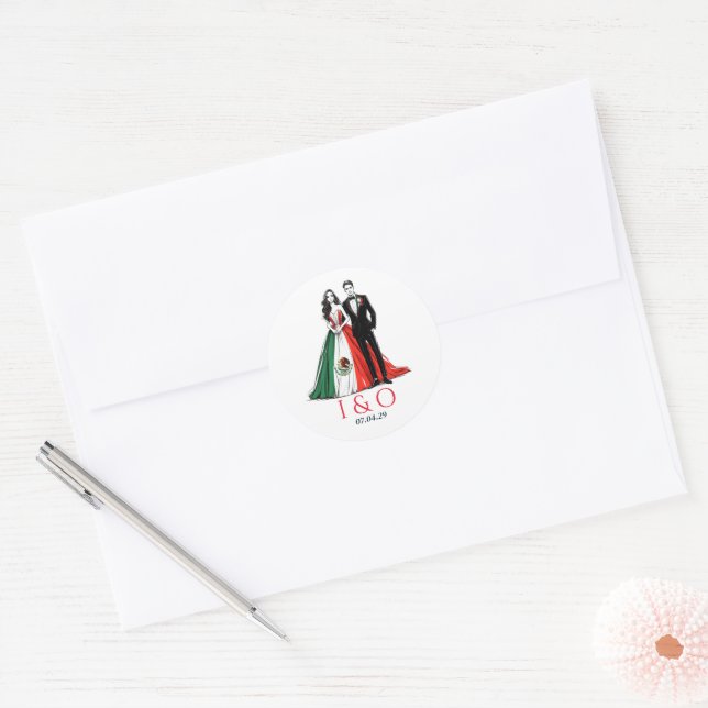 Adesivo Casamento de Casal do México (Envelope)
