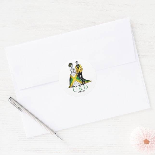Adesivo Casamento de Casal Jamaica (Envelope)