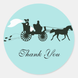 Adesivo Casamento de Cavalo e Carruagem Obrigado Stickers