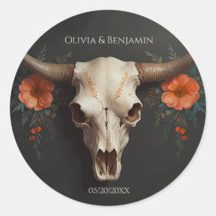 Adesivo Casamento de Caveira Floral de Cama Minimalista