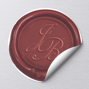 Adesivo Casamento de Cera Vermelha Burgundy com Script Ele