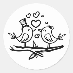 Adesivo Casamento de Chá de panela Branco Negro Pássaro