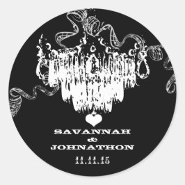 Adesivo Casamento de Chandelier Vintage Preto e Branco