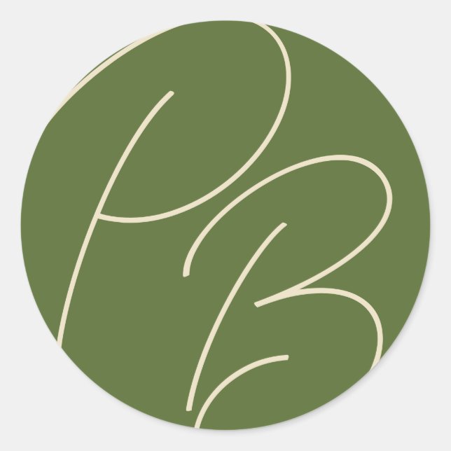 Adesivo Casamento de Charme Verde Oleícola Monograma (Frente)