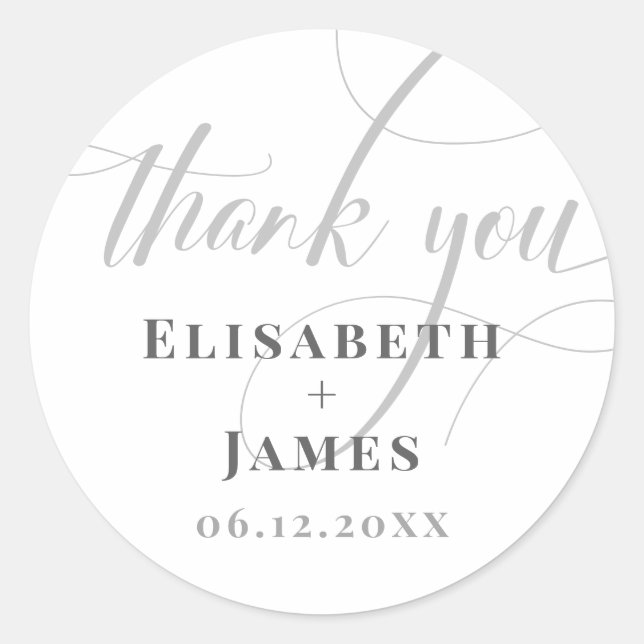 Adesivo Casamento de Chic com Caligrafia e Branco minimali (Frente)