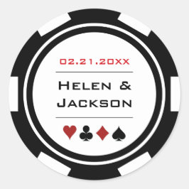 Adesivo Casamento de Chip Casino com Pôquer Branco Negro