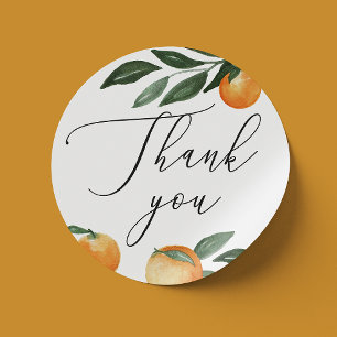 Adesivo Casamento de Citrino Agradecimento Laranja de Ro