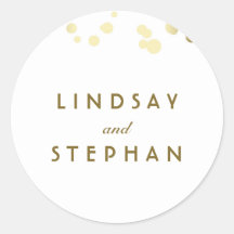 Casamento de Confetti Branco e Dourado