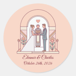 Adesivo Casamento de Conto de Fadas Art Déco