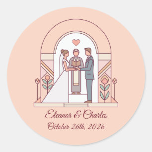 Adesivo Casamento de Conto de Fadas Art Déco