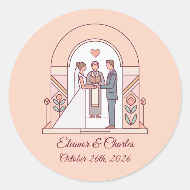 Adesivo Casamento de Conto de Fadas Art Déco (Frente)