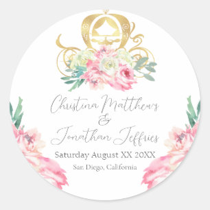 Adesivo Casamento de Conto de Fadas com Carruagem e Flores