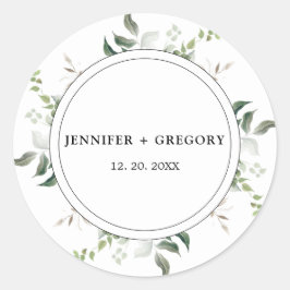 Adesivo Casamento de Cor de Água Botânica em Verde Branco 