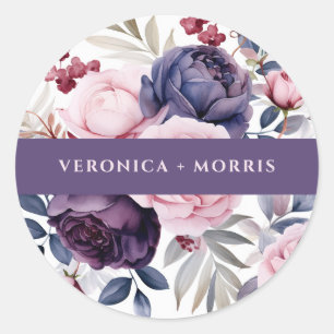 Adesivo Casamento de cor-de-água floral rosa púrpura