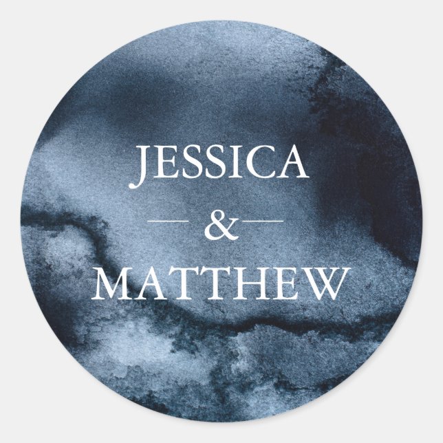 Adesivo Casamento de cor-de-água negra Obrigado (Frente)