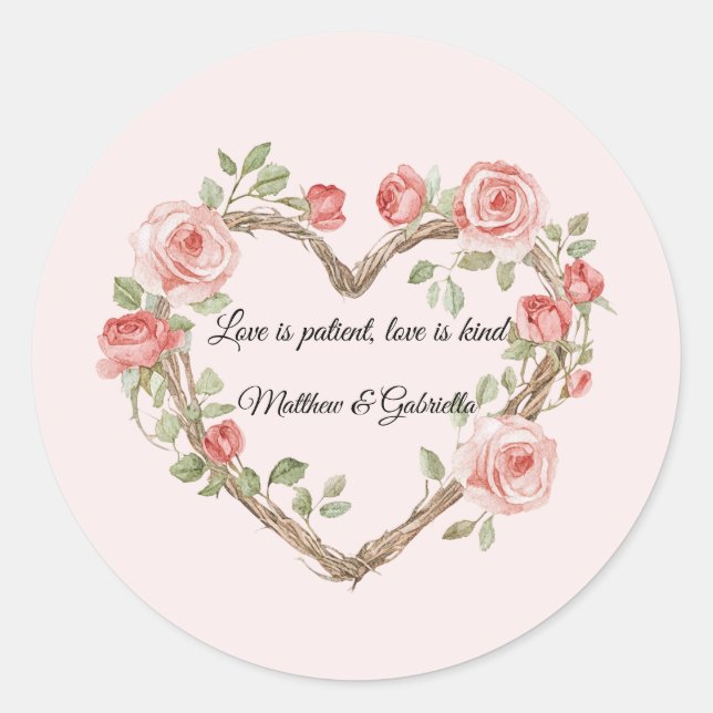 Adesivo Casamento de Coração Floral de Rosa vermelha Român (Frente)