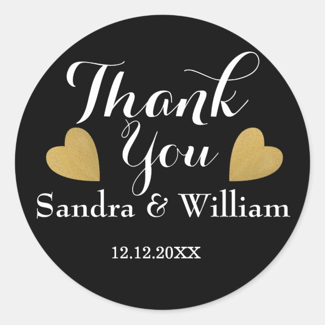 Adesivo Casamento De Corações Dourados E Negros Clássicos  (Frente)