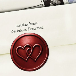 Adesivo Casamento de Corações Entrelaçados Vermelho Intens