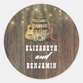 Adesivo Casamento de Cowboy Boots and Sunflower Country