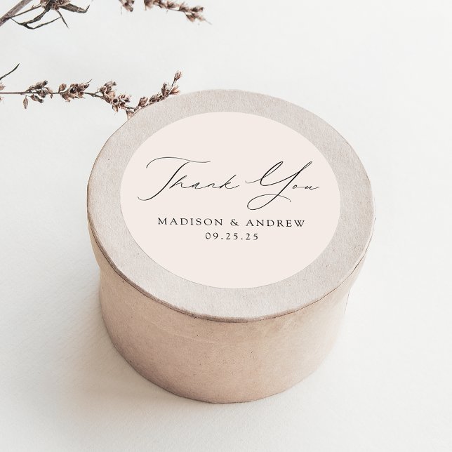 Adesivo Casamento de Creme Moderno Elegante Obrigado (Criador carregado)