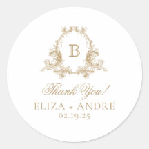 Casamento de Crest Monograma Dourado Elegante