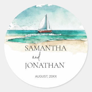 Adesivo Casamento de cruzeiro de barco a aquarela minimali