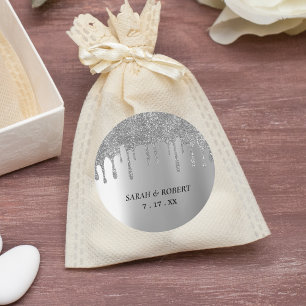 Adesivo Casamento de Derramamento de Silver Glitter