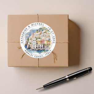 Adesivo Casamento de Destino de Aquarela na Costa do Amalf