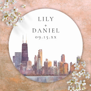Adesivo Casamento de Destino do Horizonte de Chicago em Aq